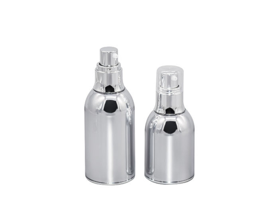 Full Electroplating Cosmetic Airless Pump Bottle 30ml 50ml 100ml Silver Acrylic